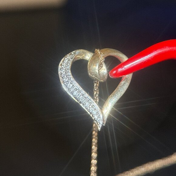 14k/10K Diamond Heart Necklace - Picture 3 of 7